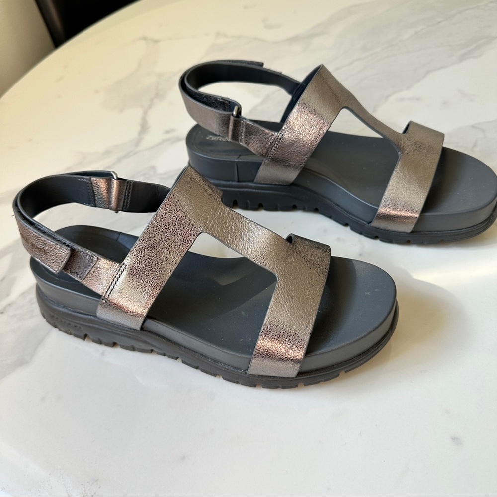 Cole Haan Zero Grand Silver/Anthracite Sandal Size 8.5